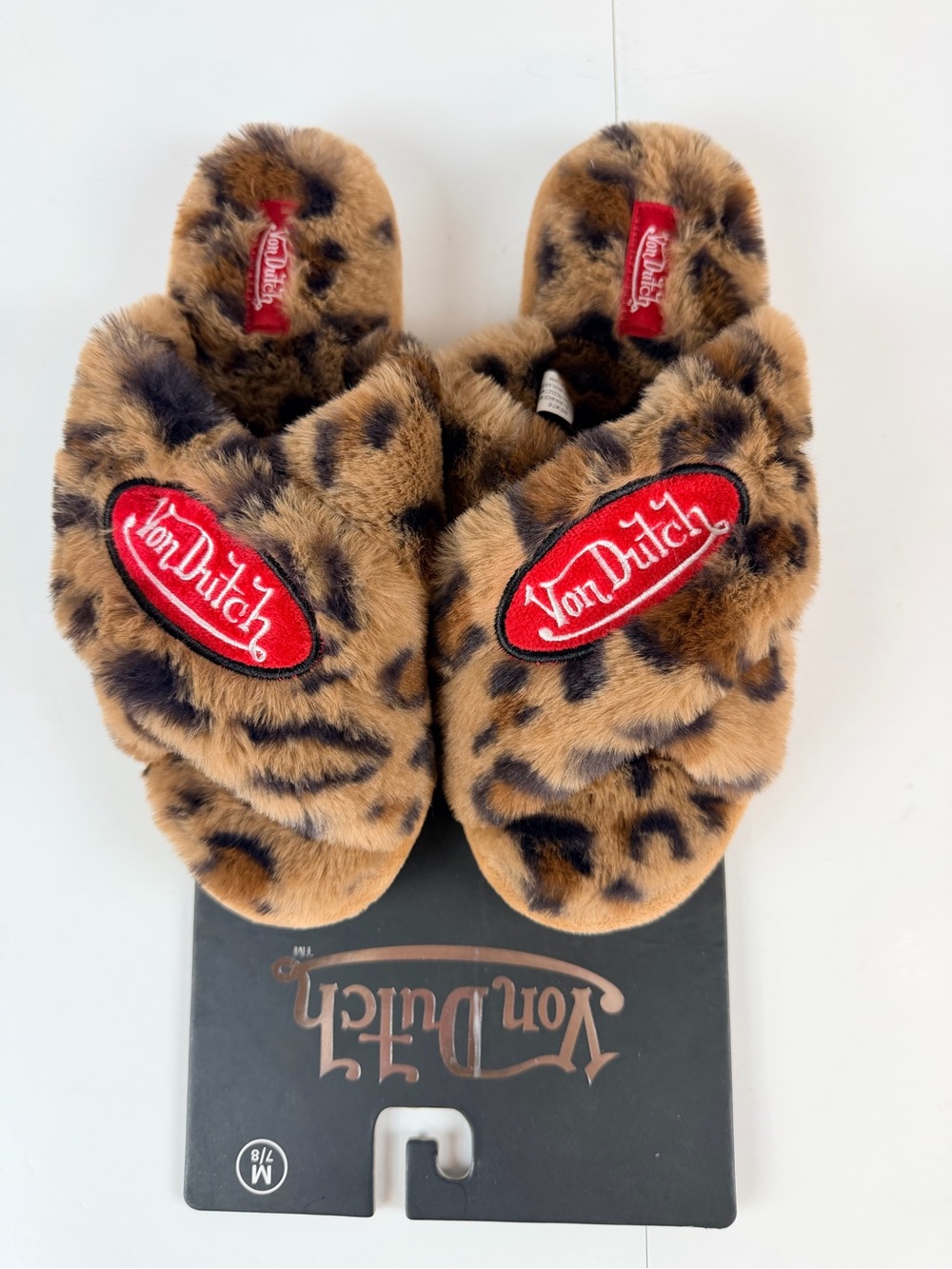 Von Dutch Leopard Faux-Fur Slide Slippers - NWT Medium 7/8